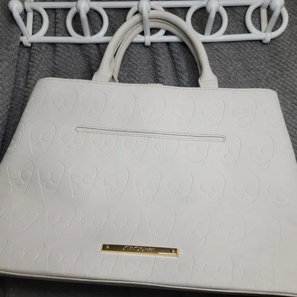 Betsey Johnson White Embossed Skull Tote - Picture 2 of 8
